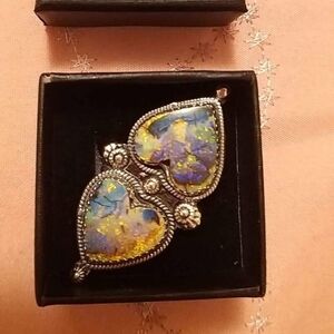 Vintage-Style Blue Opal Heart Pendant Necklace - Women's Jewelry